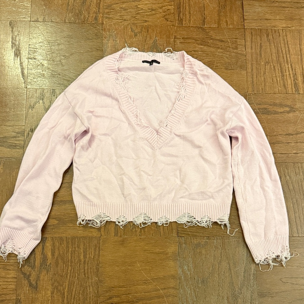 Brooklyn Karma Light Pink Distressed Sweater Size M